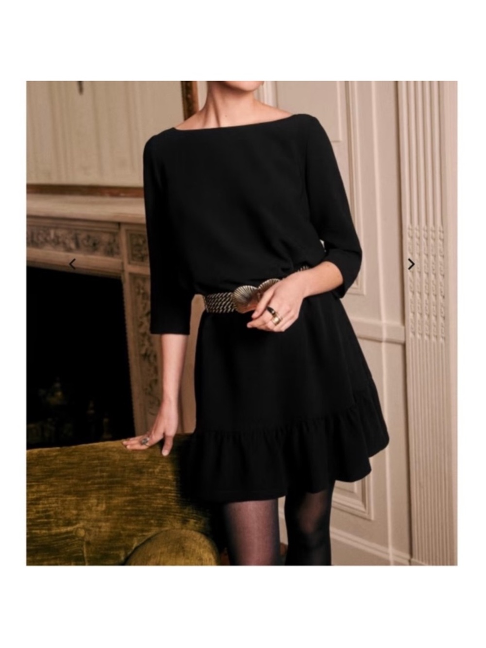 Sézane Black Auberie Dress, Robe Auberie Noir.  US 6, FR 38.  NWT